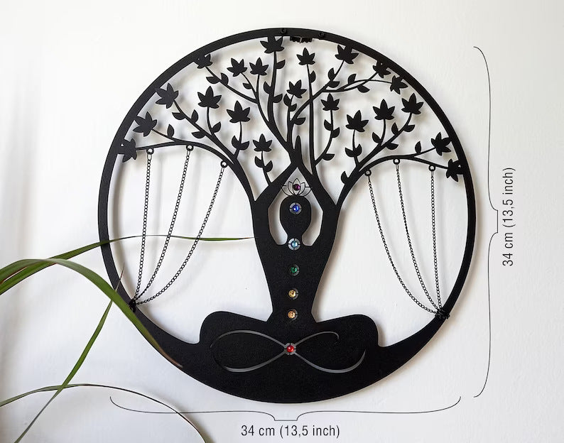 Elegant Yoga Meditation Wall Hanging | Handmade Iron Art Decor for Home