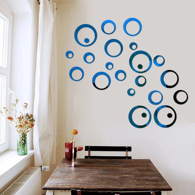 Enhance Your Home Decor with 3D Mirror Wall Sticker Set - Stylish and Easy to Apply