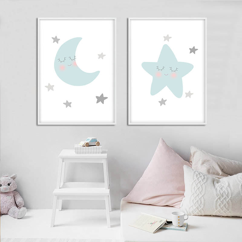 Adorable Moon Nebula Nursery Quote Wall Art - Perfect Canvas Painting for Children's Rooms