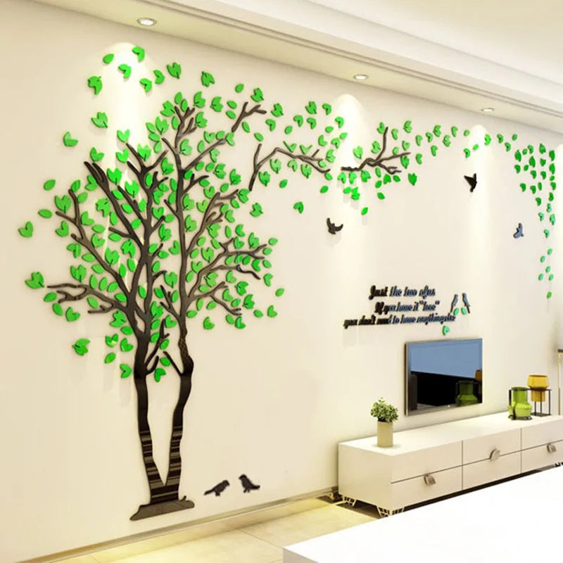 Enhance Your Home with 3D Lovers Tree Acrylic Wall Stickers - Free Shipping Worldwide!