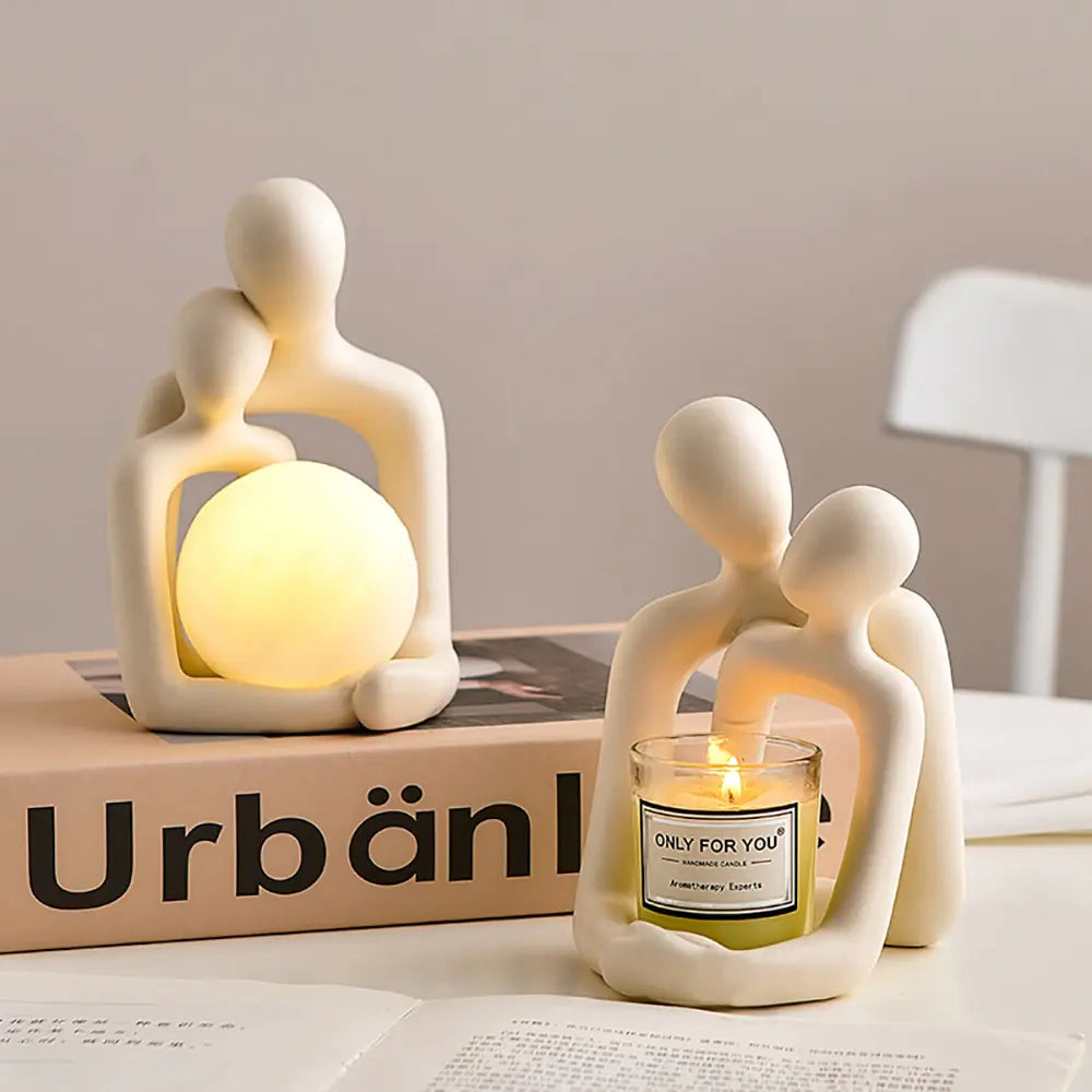 Elegant Nordic Couple Statue | Modern Ceramic Home Decor