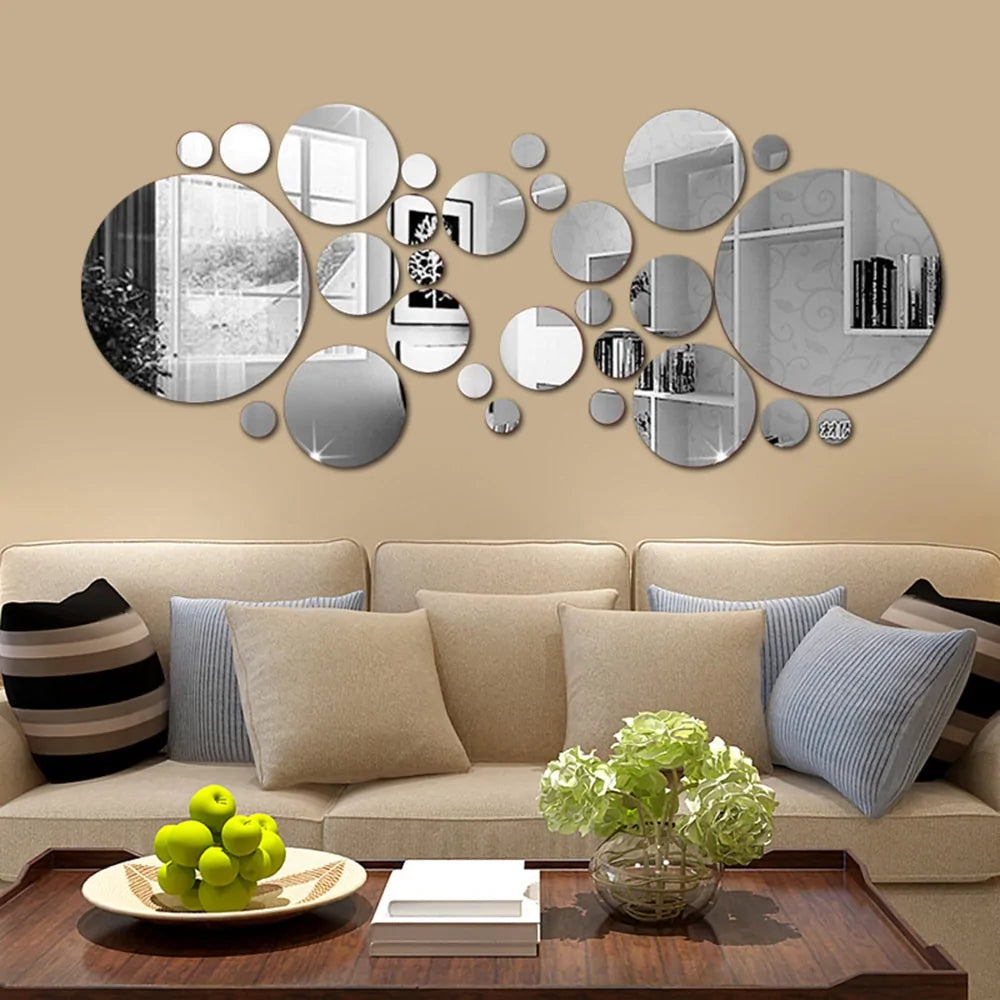 Enhance Your Home Decor with 3D Mirror Wall Sticker Set - Stylish and Easy to Apply