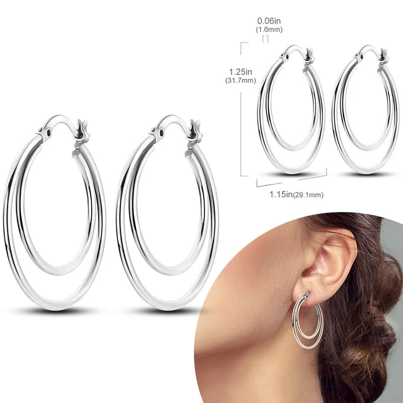 925 Sterling Silver Hoops Earrings Hypoallergenic Hoops Earrings With Zirconia Fashion High Quality Jewelry for Women Girls