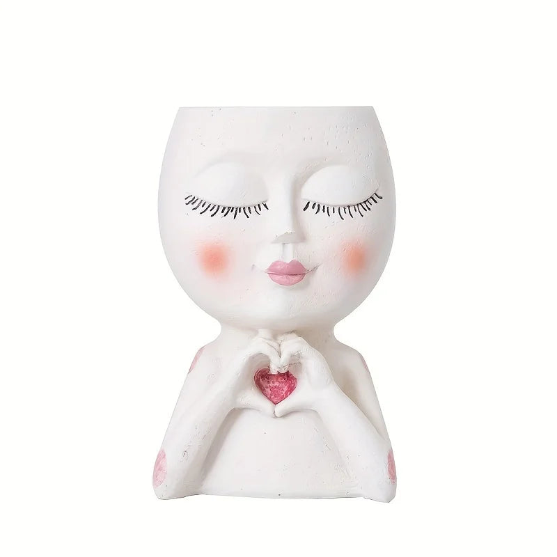 Transform Your Space with the Girls Face Flower Planter - A Unique Home Accent!
