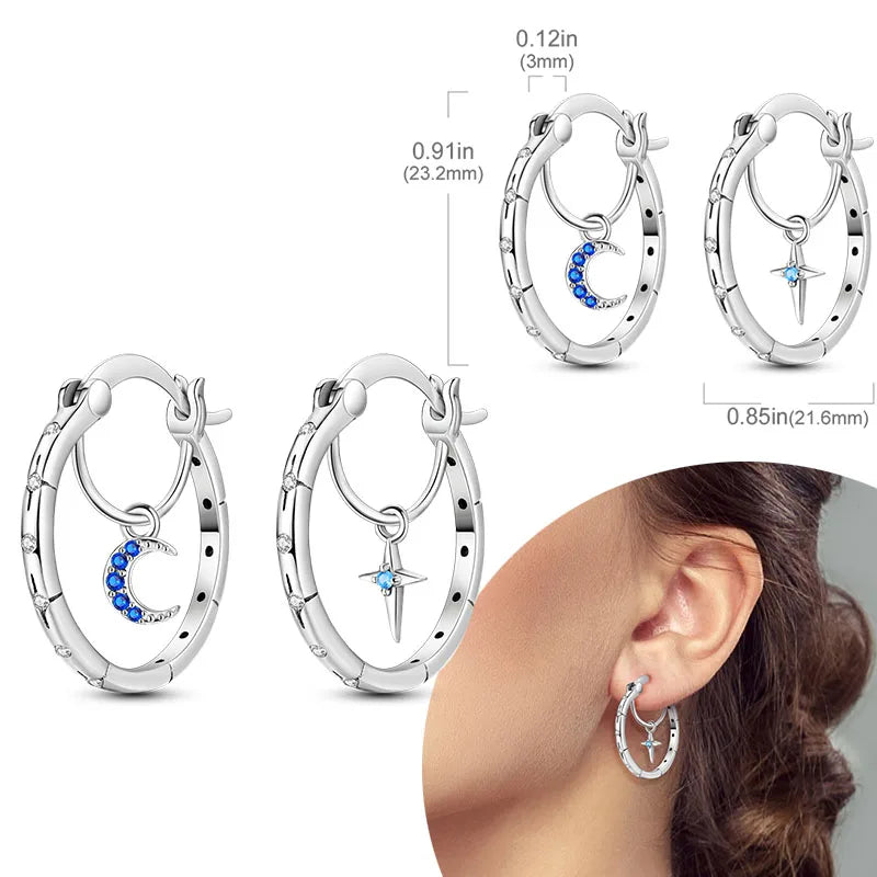925 Sterling Silver Hoops Earrings Hypoallergenic Hoops Earrings With Zirconia Fashion High Quality Jewelry for Women Girls