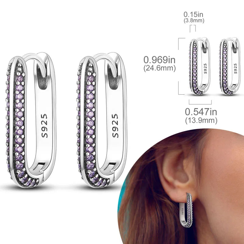 925 Sterling Silver Hoops Earrings Hypoallergenic Hoops Earrings With Zirconia Fashion High Quality Jewelry for Women Girls