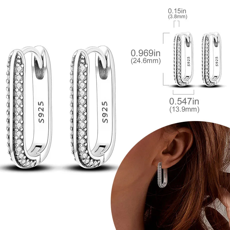 925 Sterling Silver Hoops Earrings Hypoallergenic Hoops Earrings With Zirconia Fashion High Quality Jewelry for Women Girls