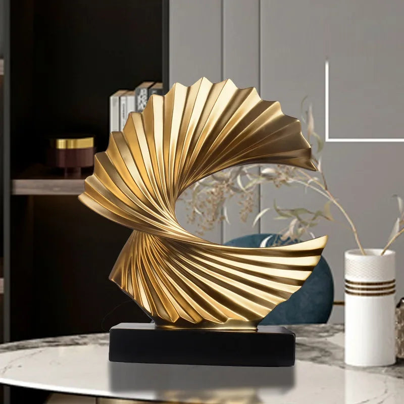 Modern Decor Abstract Sculpture | Home Accessories Sale | Interior Design Accents | Golden Art Statue for Home Decor