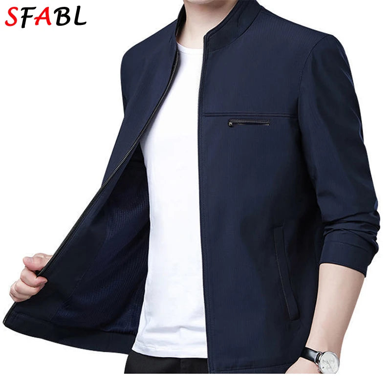 Thin Solid Color Social Jackets for Men Causal Business Jacket Men Quality Formal Office Dress Jacket Coat Male Autumn Spring