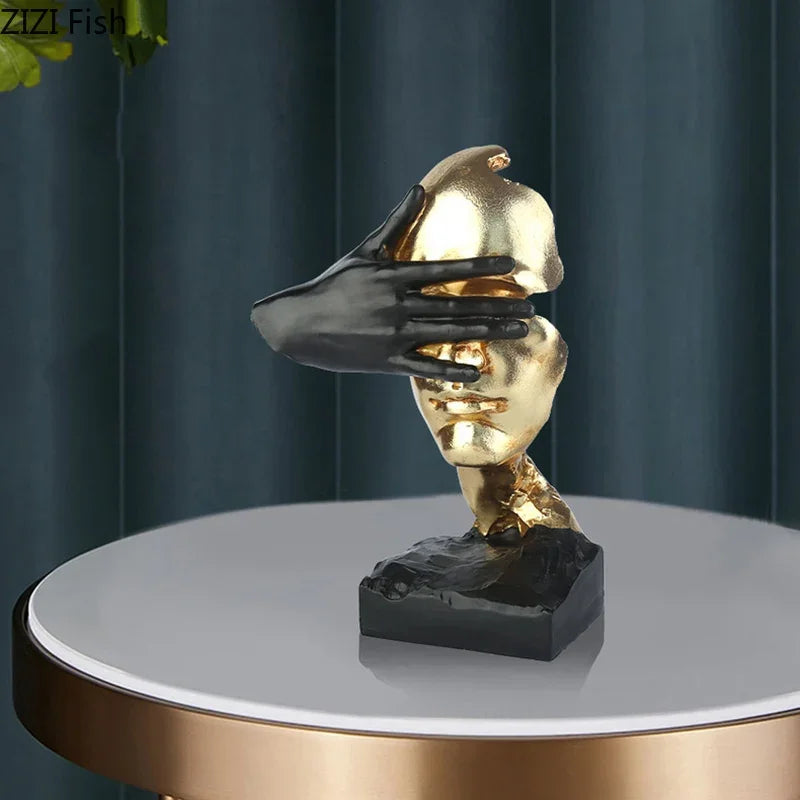 Silent Is Gold Resin Sculpture – Elegant Home Accessories for Modern Interior Design Accents | Free Worldwide Shipping!
