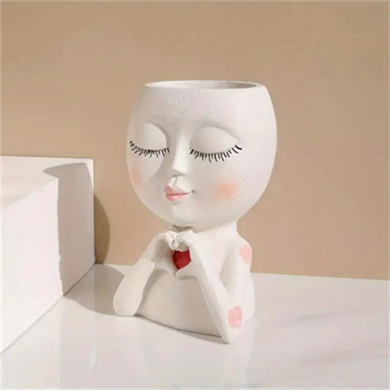Transform Your Space with the Girls Face Flower Planter - A Unique Home Accent!