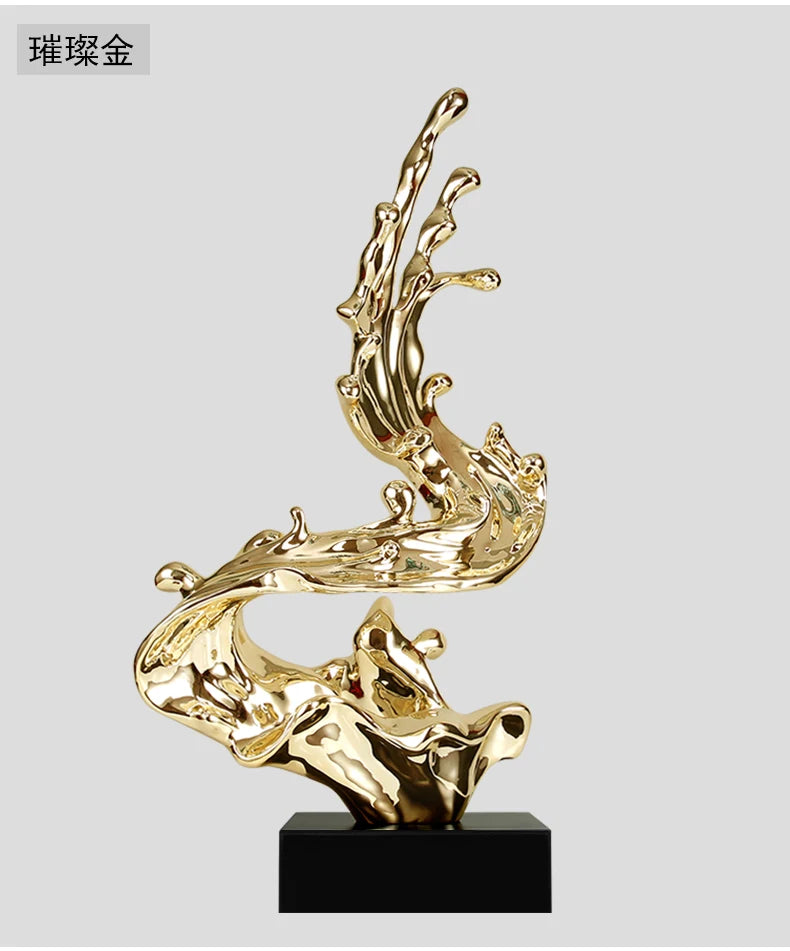 Luxury Spray Large Statue Modern Figurine Nordic Creative Gold Sculpture