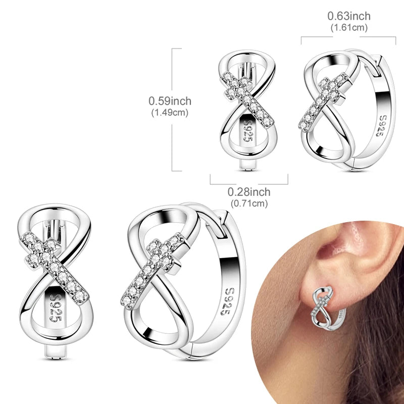 925 Sterling Silver Hoops Earrings Hypoallergenic Hoops Earrings With Zirconia Fashion High Quality Jewelry for Women Girls