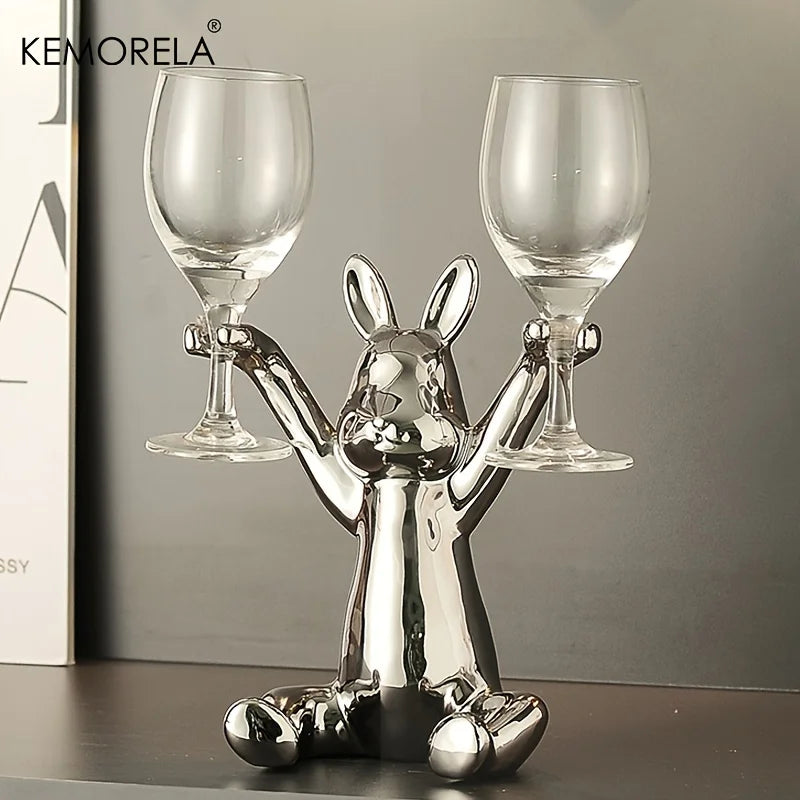Creative Rabbit Wine Rack โ Ceramic Home Accessories for Holiday Decor & Living Room Elegance