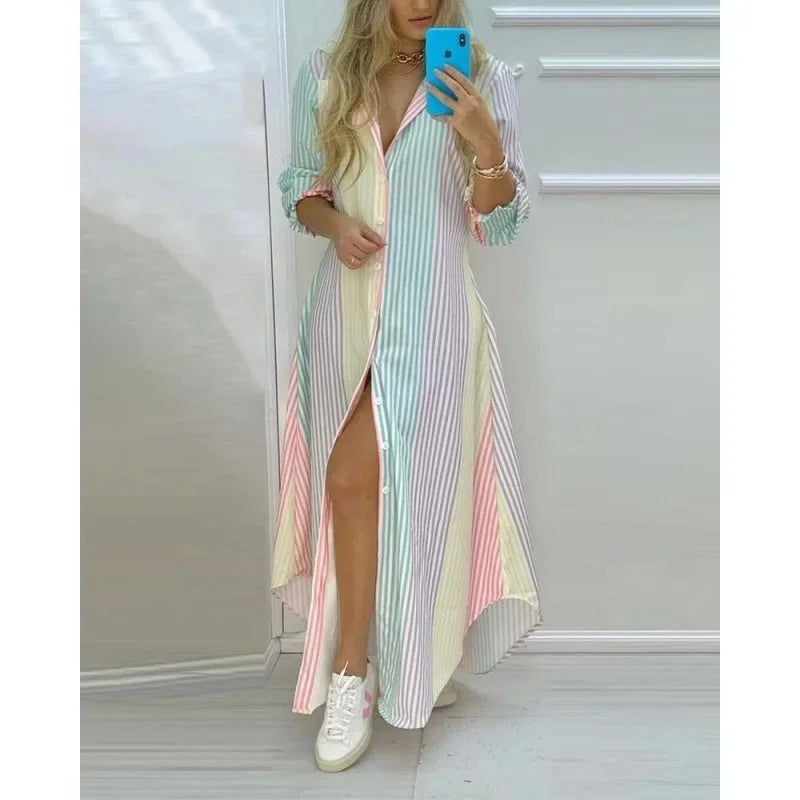 Amazon Cross-Border Women's Clothing Digital Printing Irregular Medium-Length Shirt Dress For Fashion Lovers