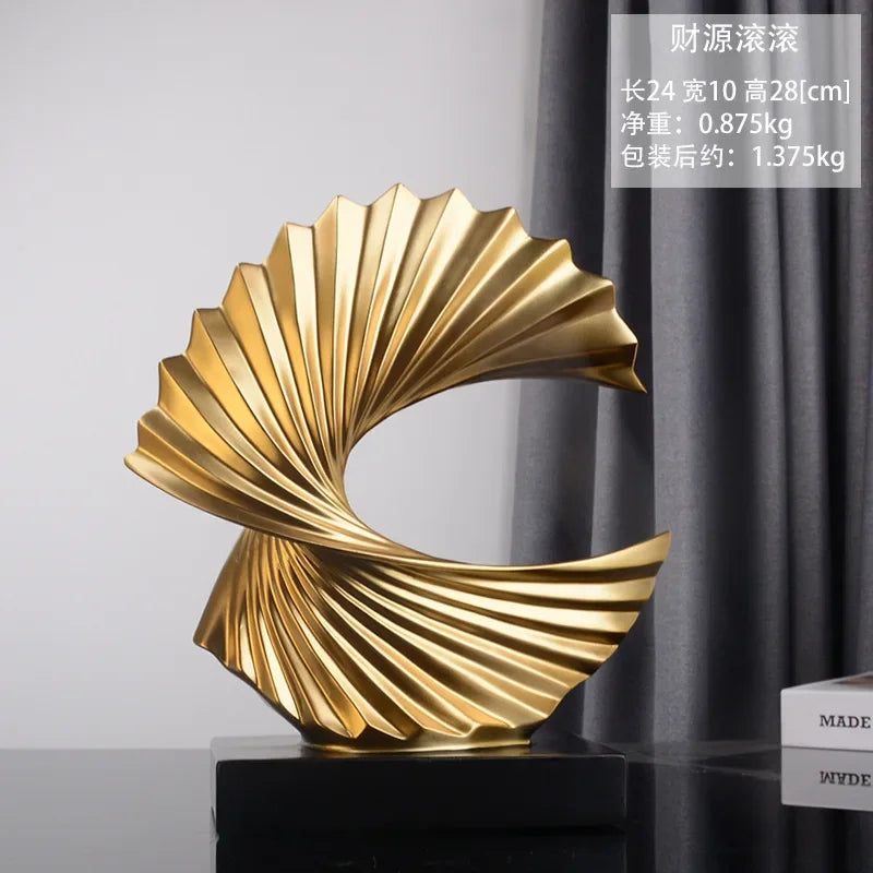 Modern Decor Abstract Sculpture | Home Accessories Sale | Interior Design Accents | Golden Art Statue for Home Decor