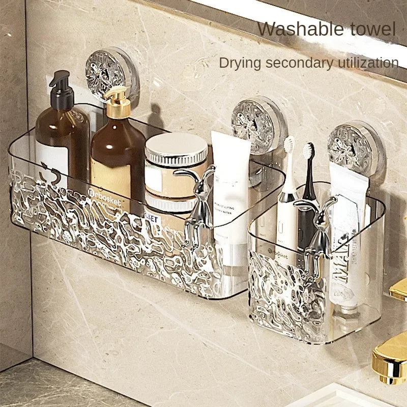 Home Décor Sale: Easy-Install Shower Suction Cup Shelf | Bathroom Organizer for Home Accessories and Interior Design Accents