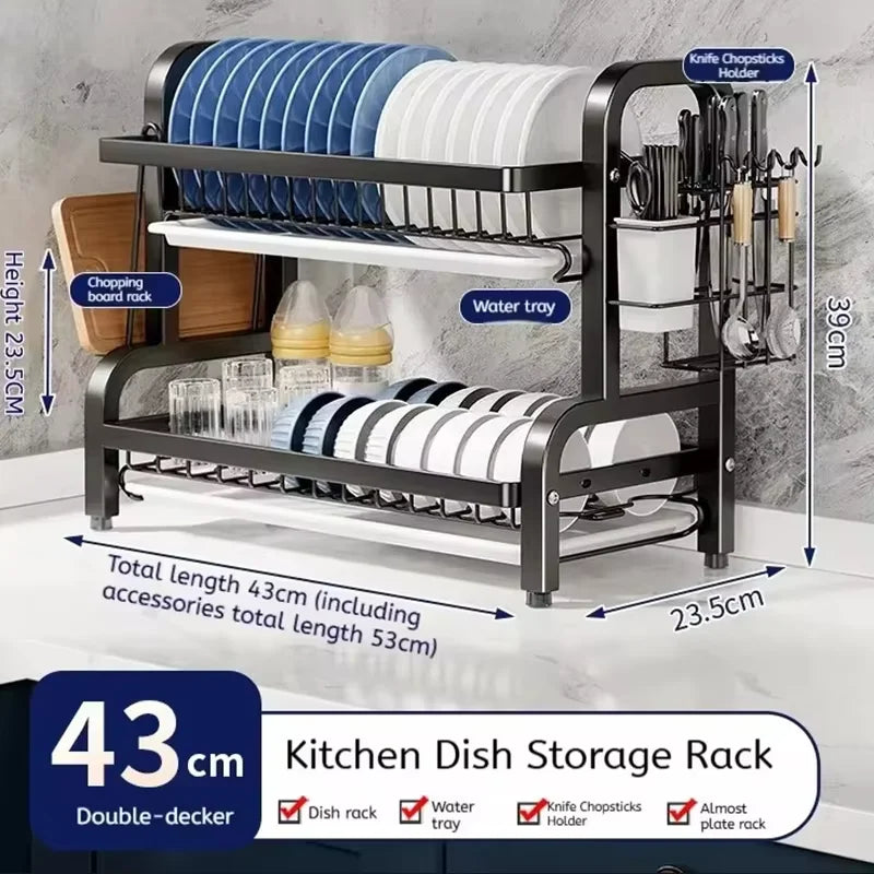 Eco-Friendly 2-Tier Dish Drying Rack โ Rust-Proof Kitchen Solution | Home Accessories Sale