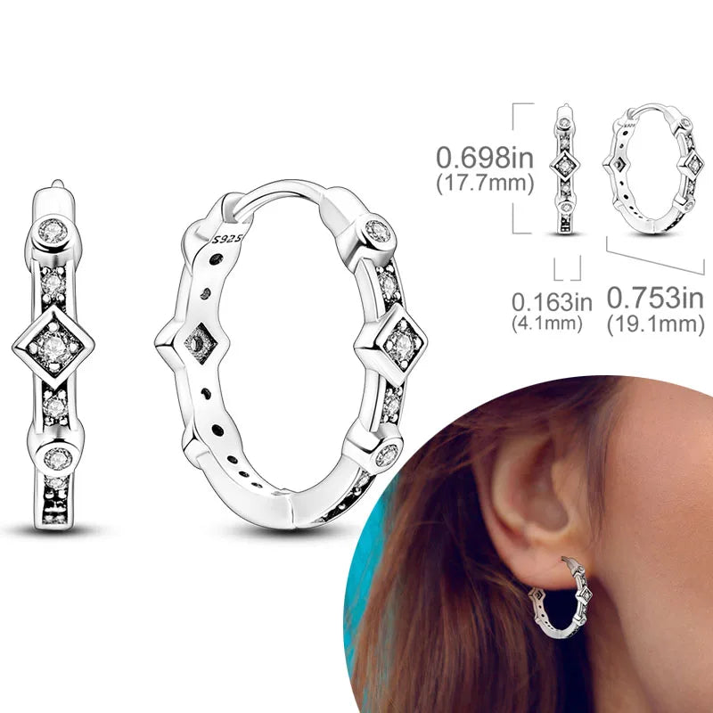 925 Sterling Silver Hoops Earrings Hypoallergenic Hoops Earrings With Zirconia Fashion High Quality Jewelry for Women Girls