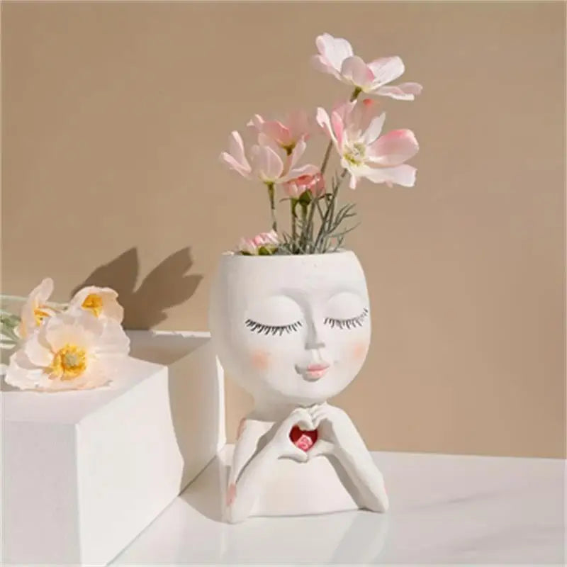 Transform Your Space with the Girls Face Flower Planter - A Unique Home Accent!