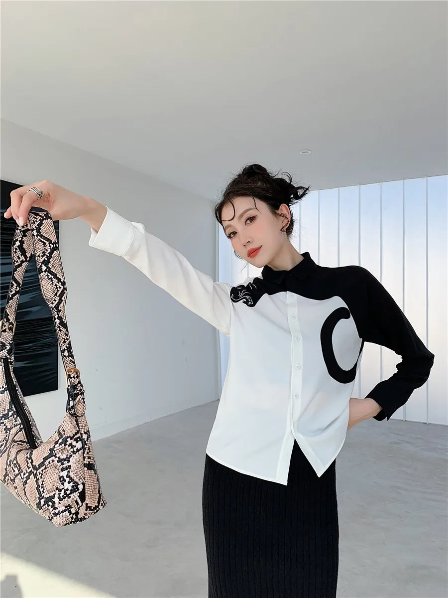 CHEERART Leopard Embroidered Long Sleeve Shirts And Blouses Women White Button Up Fall | Designer Clothes Tops Fashion