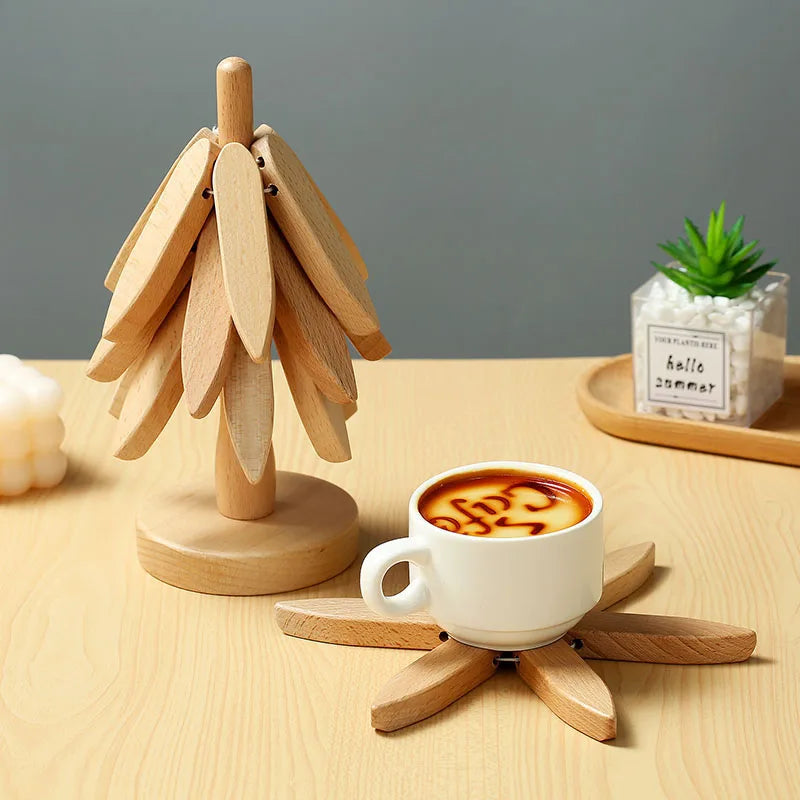 Home Decor Sale Wooden Tree Design Heat Resistant Table Mats for Home Accessories Interior Design Accents Home Art Panel Art