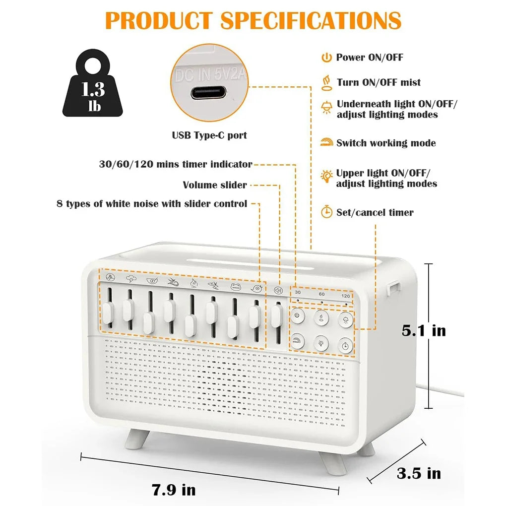 Bluetooth Sleep Aid Speaker Humidifier with Night Light for Home Decor Sale Interior Design Accent and Home Accessories