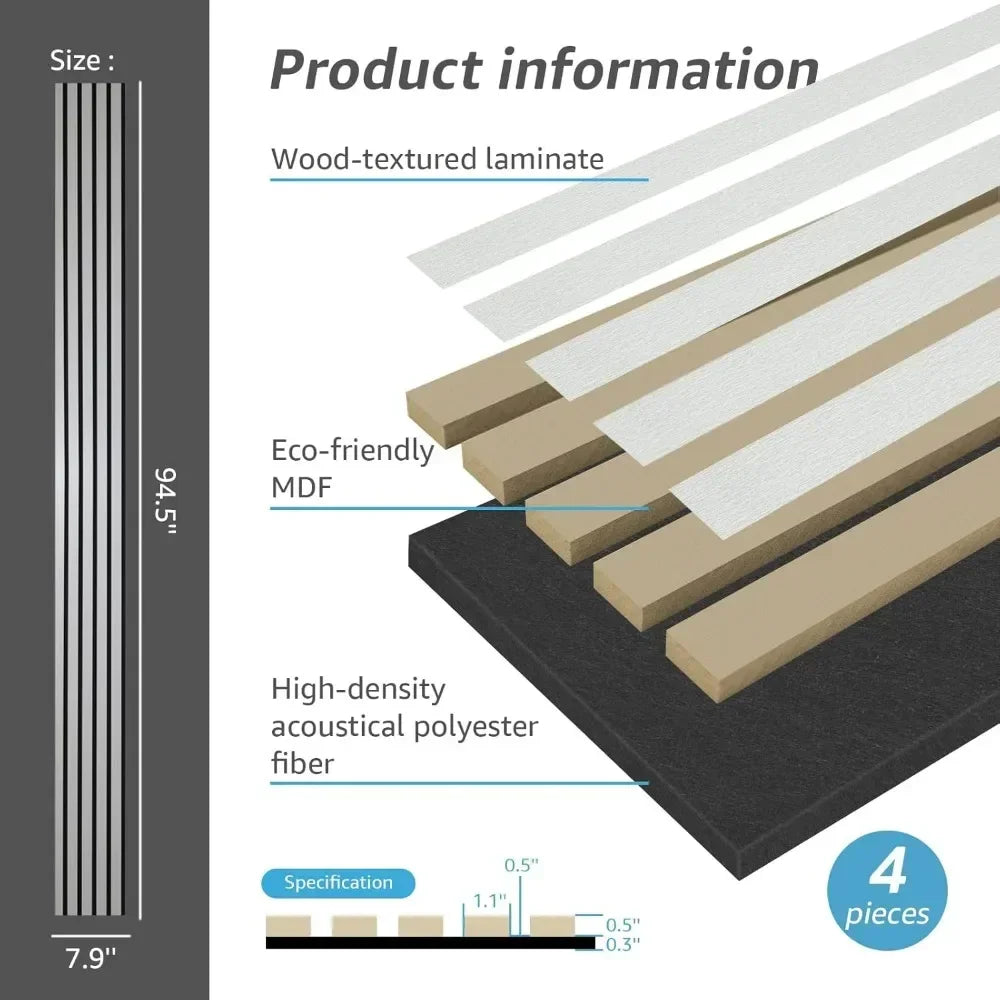 Decorative Acoustic Wall Panels - Stylish Wood Slat Panels for Noise Reduction and Enhanced Decor