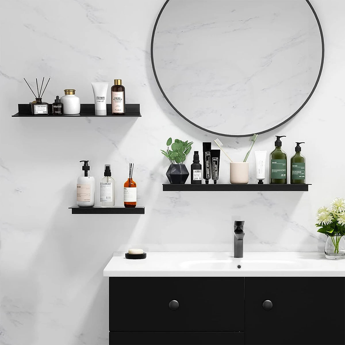 Floating Shelves β Aluminum Alloy Wall-Mounted Shelves for Modern Home & Bathroom Storage