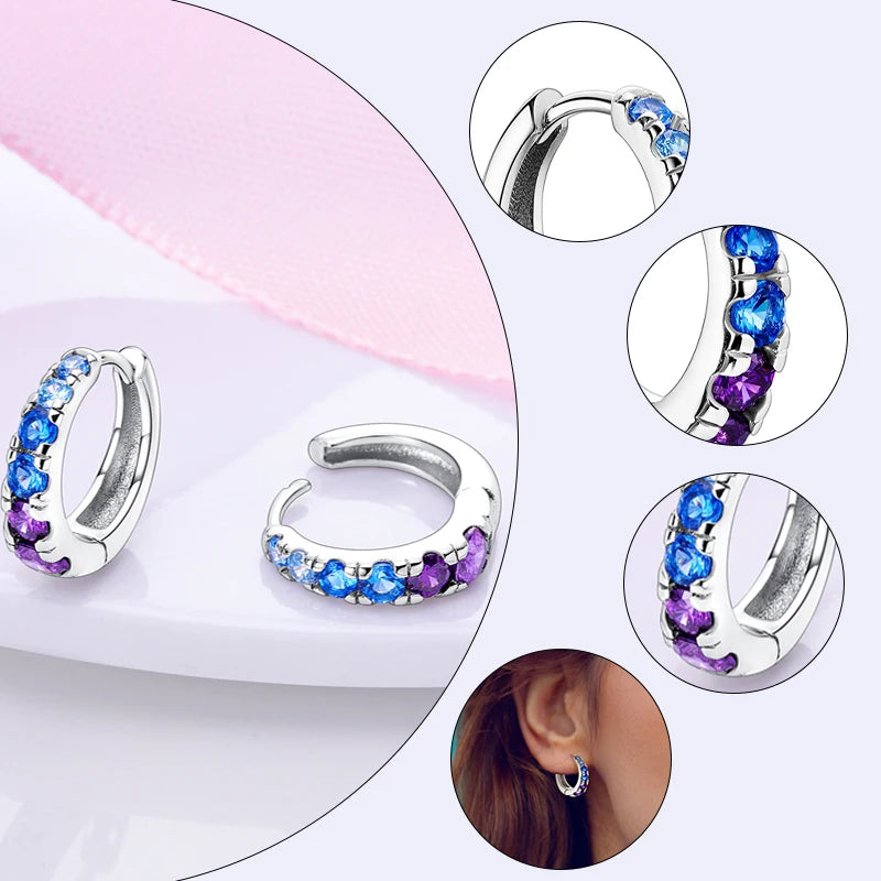 925 Sterling Silver Hoops Earrings Hypoallergenic Hoops Earrings With Zirconia Fashion High Quality Jewelry for Women Girls