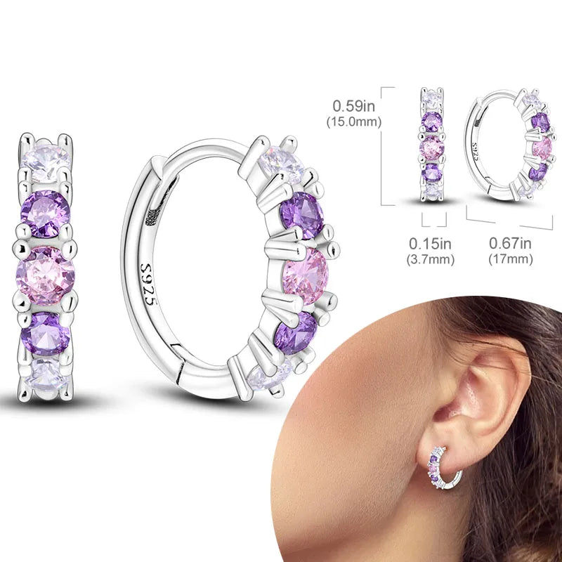925 Sterling Silver Hoops Earrings Hypoallergenic Hoops Earrings With Zirconia Fashion High Quality Jewelry for Women Girls