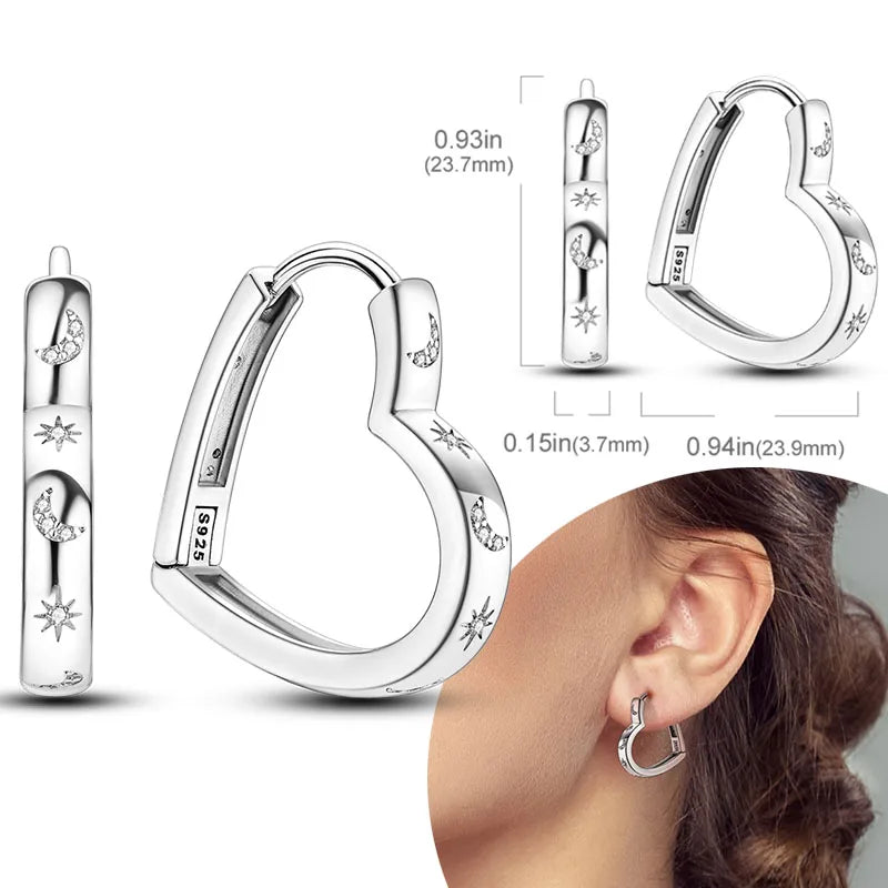 925 Sterling Silver Hoops Earrings Hypoallergenic Hoops Earrings With Zirconia Fashion High Quality Jewelry for Women Girls