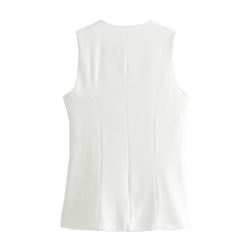 White Sleeveless Vest Women Button Summer Vests for Women Jackets Pink Vest Top Women Streetwear Women's Tailored Vest