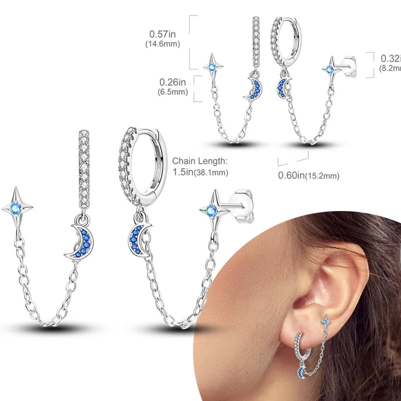 925 Sterling Silver Hoops Earrings Hypoallergenic Hoops Earrings With Zirconia Fashion High Quality Jewelry for Women Girls