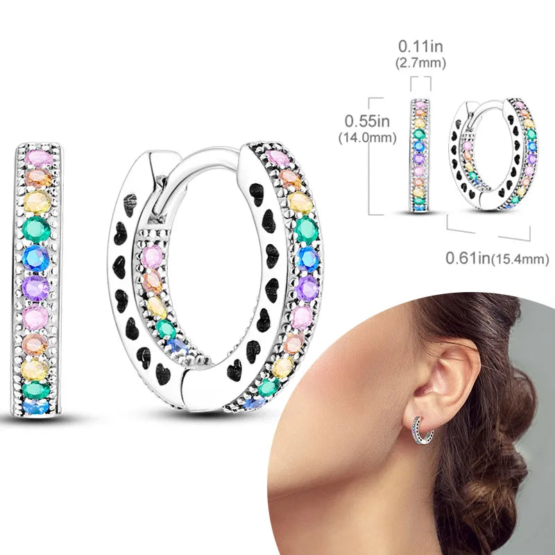 925 Sterling Silver Hoops Earrings Hypoallergenic Hoops Earrings With Zirconia Fashion High Quality Jewelry for Women Girls