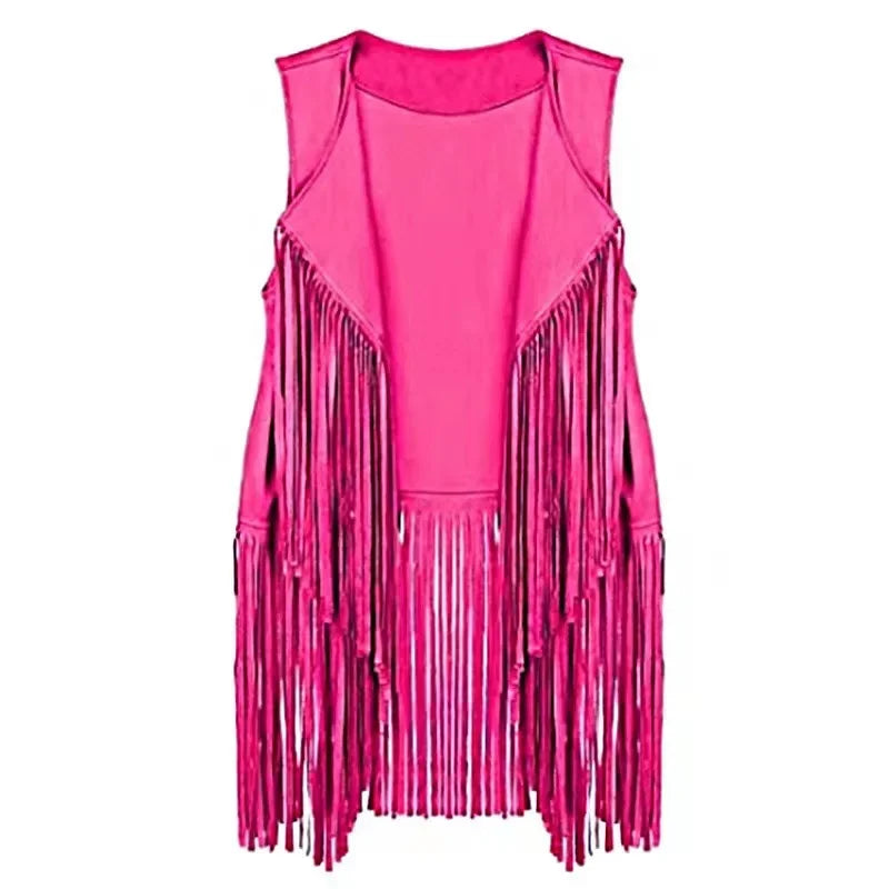 Summer New Deer Leather Vest Women's Solid Color Elegant Fringed Cardigan Sleeveless Casual Women's Style Top Amazon Best Seller