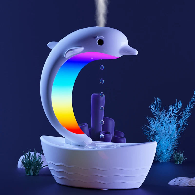 Transform Your Space with the Dolphin Anti-Gravity Water Droplet Humidifier: Bluetooth Speaker with Colorful Lights - Perfect Home Accessory