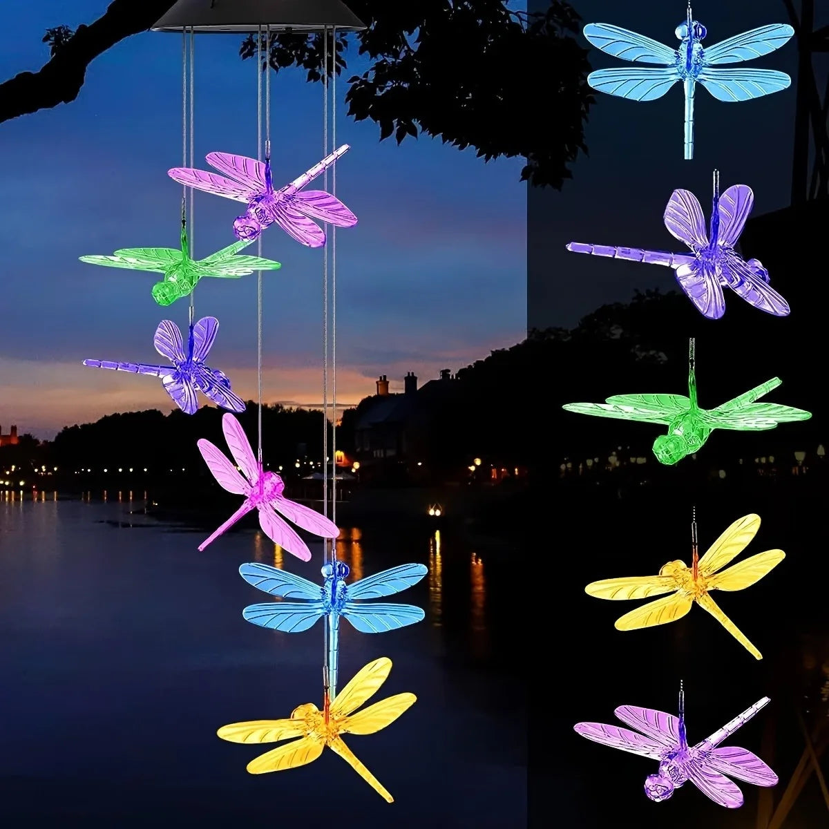 LED Color-Changing Solar Wind Chimes: Unique Outdoor Home Accessories for Garden and Patio Decor
