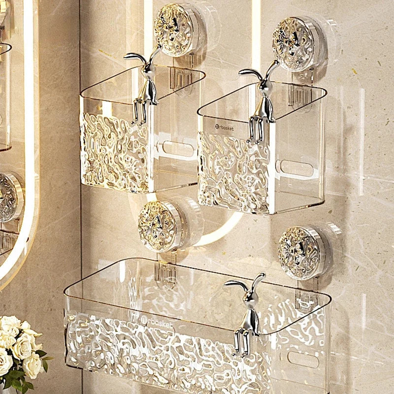 Home Décor Sale: Easy-Install Shower Suction Cup Shelf | Bathroom Organizer for Home Accessories and Interior Design Accents