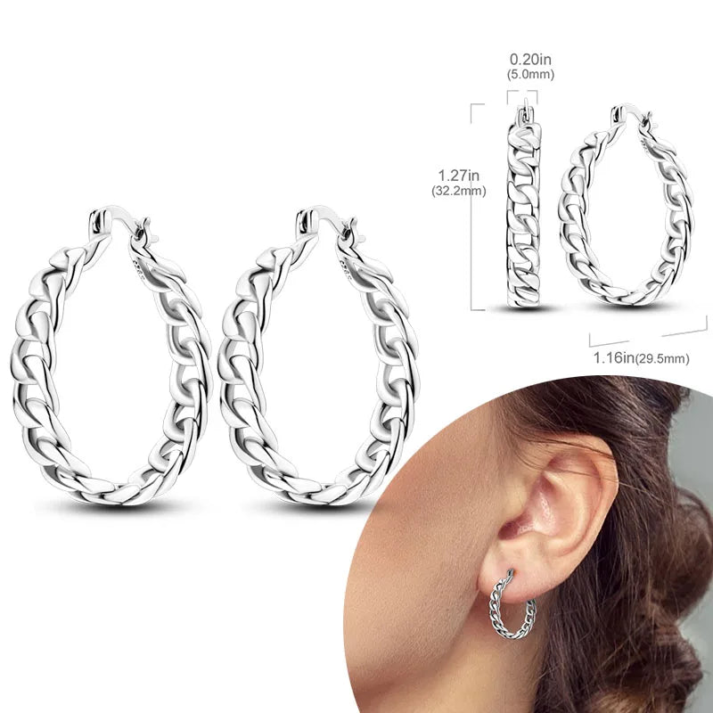 925 Sterling Silver Hoops Earrings Hypoallergenic Hoops Earrings With Zirconia Fashion High Quality Jewelry for Women Girls