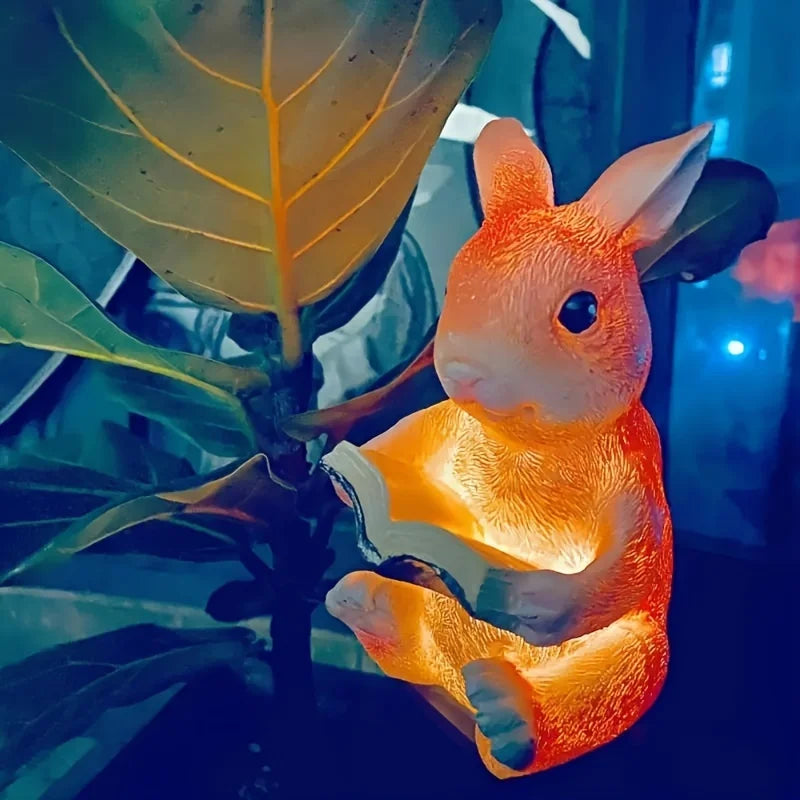 Solar Rabbit Lamp โ Resin LED Landscape Lighting for Garden Pathway Decor