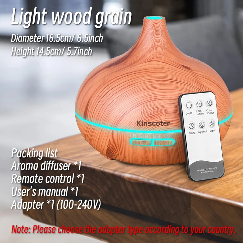 Aromatherapy Essential Oil Diffuser 500ml | Ultrasonic Humidifier with 7-Color LED & Remote – Perfect Home Accessories for Interior Design Accents