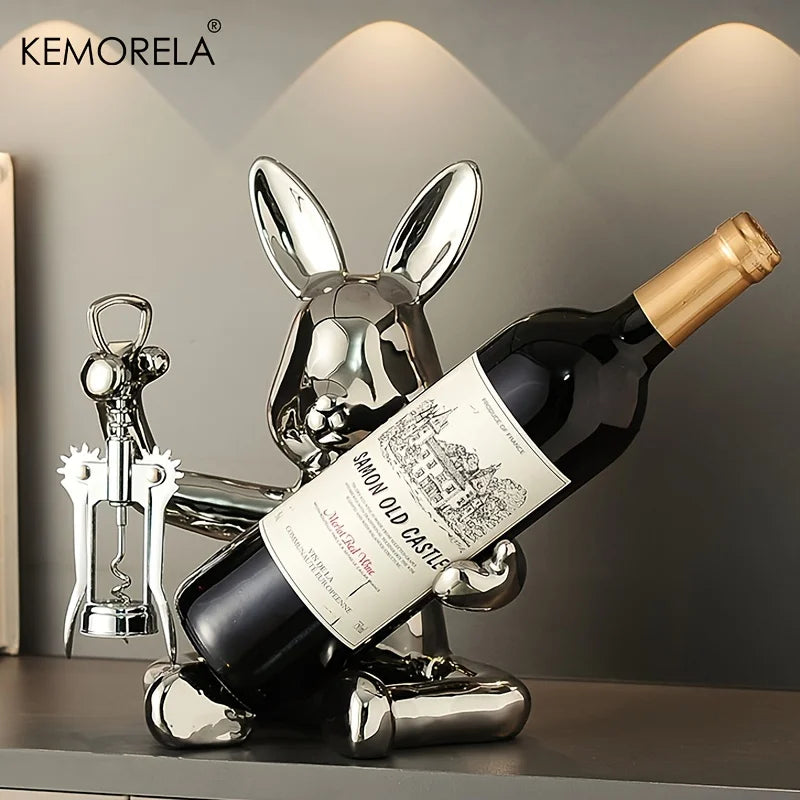 Creative Rabbit Wine Rack โ Ceramic Home Accessories for Holiday Decor & Living Room Elegance