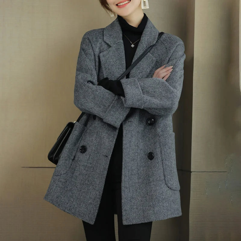 Cotton Padded Woolen Coat Women's Autumn and Winter New High-End