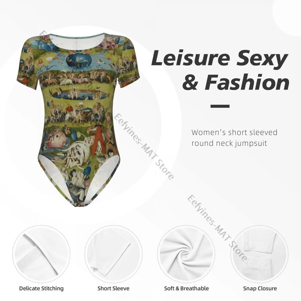 Woman Slim Bottoming Jumpsuit The Garden Of Earthly Delights Female Short Jumpsuit Bodysiut Sexy Clothes