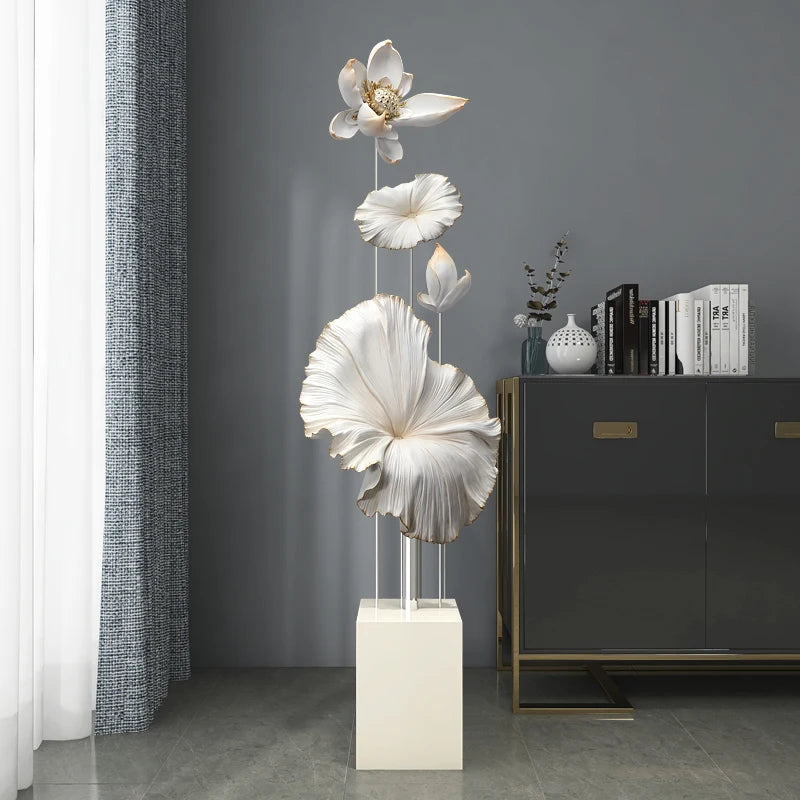 Elevate Your Living Space with the Elegant Lotus Rhyme Floor Sculpture β A Masterpiece of Modern Home Decor