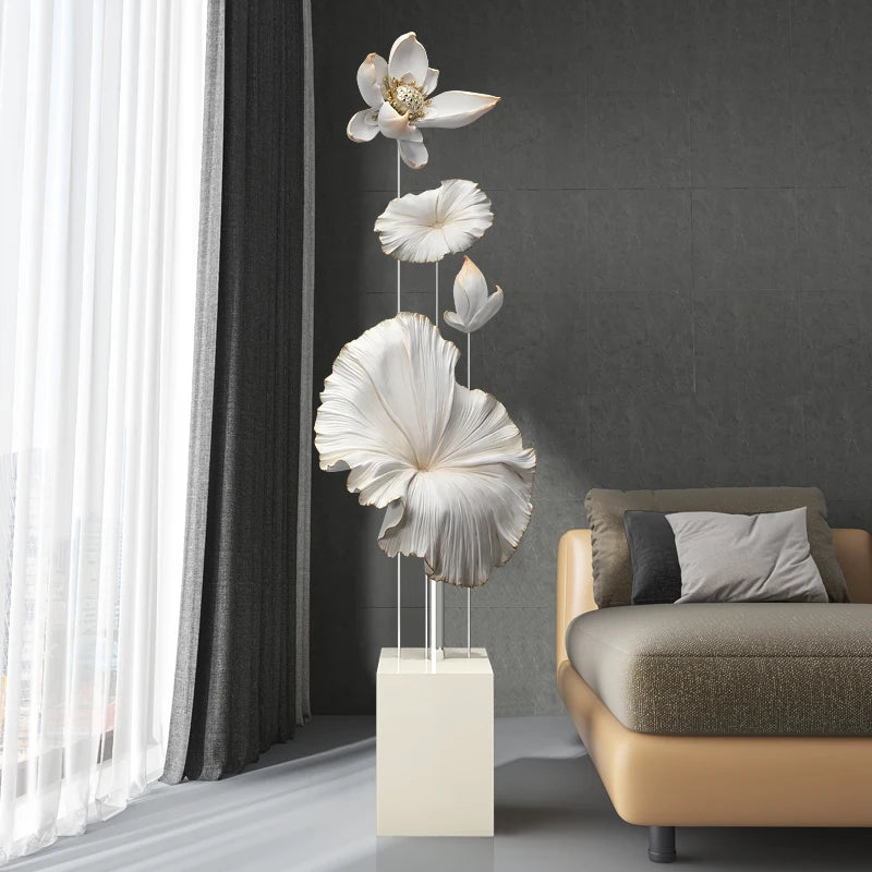 Elevate Your Living Space with the Elegant Lotus Rhyme Floor Sculpture β A Masterpiece of Modern Home Decor