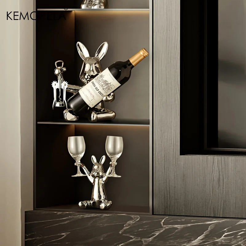 Creative Rabbit Wine Rack โ Ceramic Home Accessories for Holiday Decor & Living Room Elegance