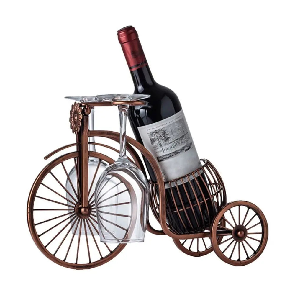 Unique Home Decor: European Retro Tricycle Wine Rack – Vintage Metal Display for Bar & Home