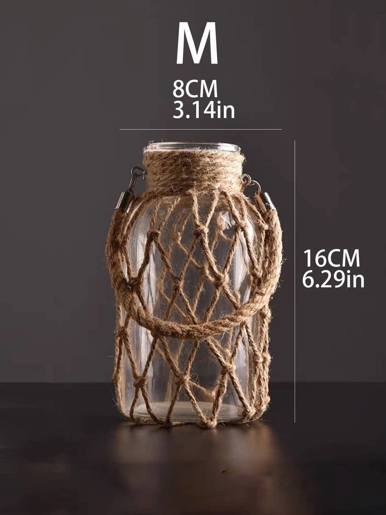 Hand Woven Hemp Rope Glass Vase โ Boho Home Accessories for Modern Living Room Decor